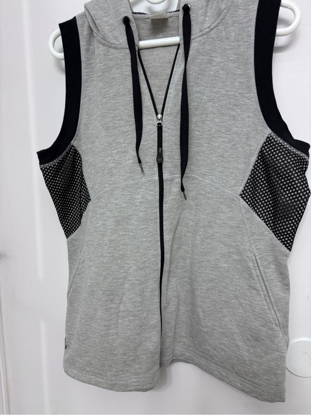Jockey Sweatshirt & Mesh Sleeveless Zip Hoodie Gray and Black Pockets 44 x 26